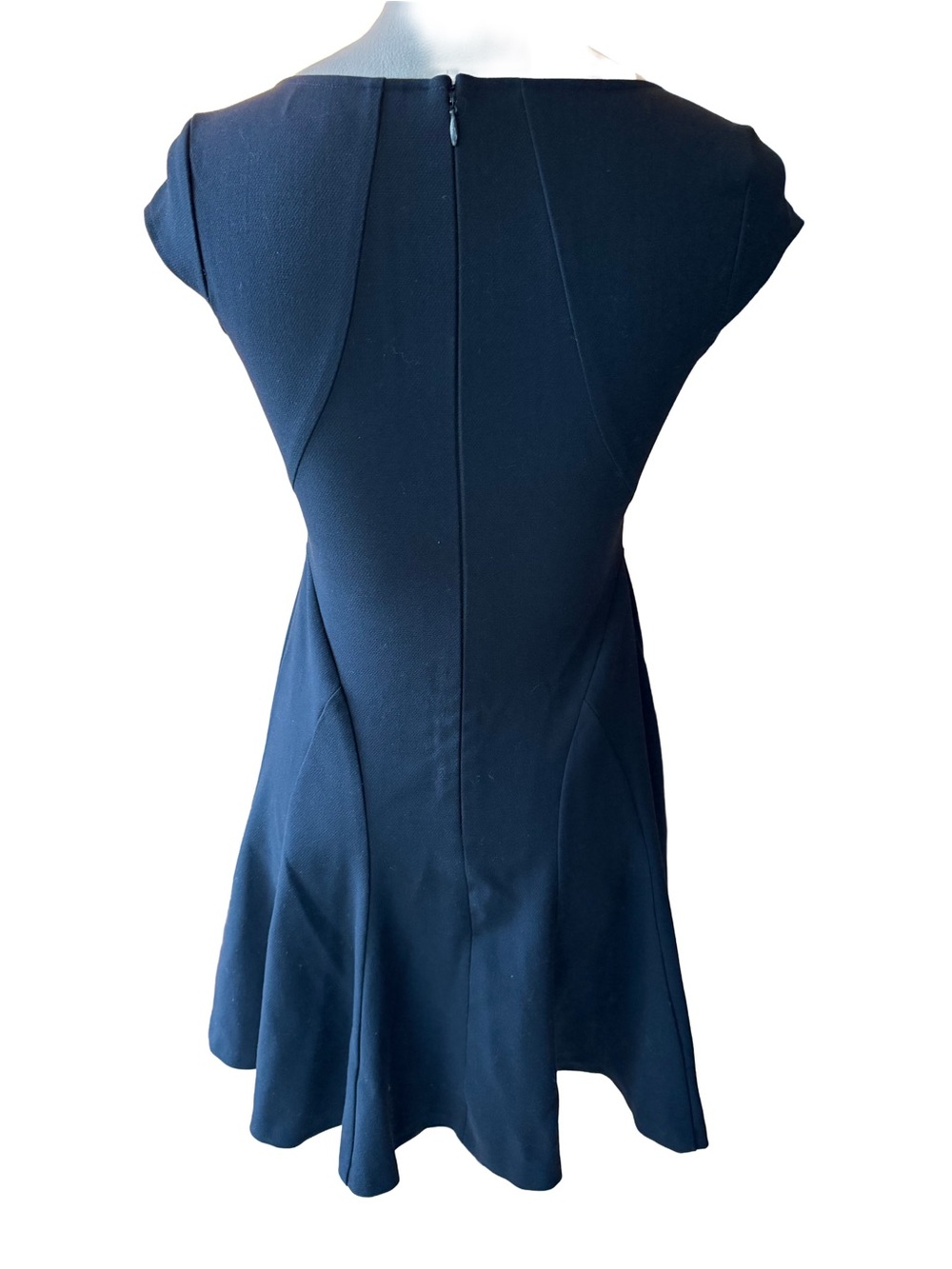 LOFT Navy Fit Flare Dress Women 00P XXS Petite Cap Sleeve Princess Seam Mini - Picture 3 of 8